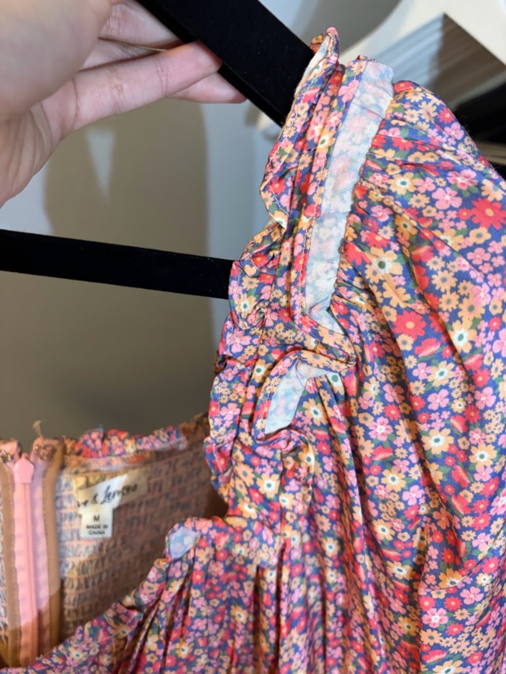 For Love & Lemons Laurie Pink Floral Puff-Sleeve Mini Dress - Picture 11 of 13